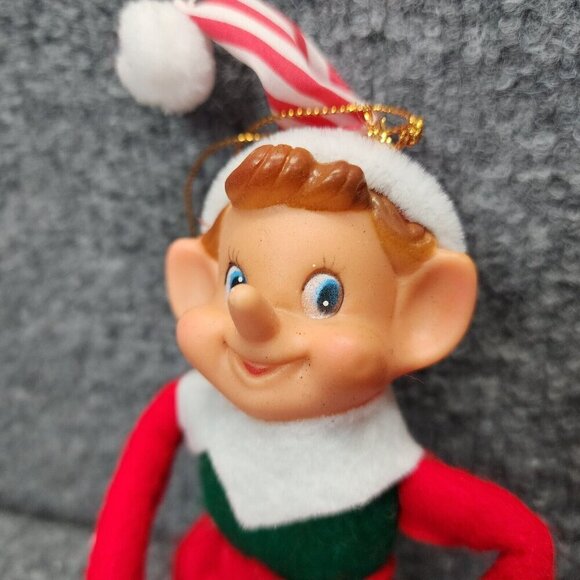 Felt Christmas ELF Hanging Ornament Pixie Knee Shelf Sitter Red White Stripes‎ - Picture 3 of 8